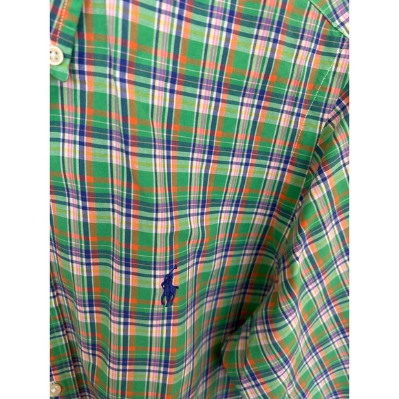 Ralph Lauren Green & Orange Plaid Custom Fit  Buttonup Size S e2 - Picture 2 of 3